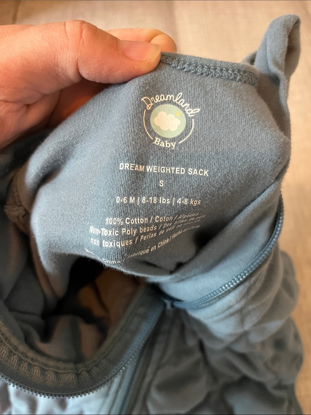 Quilted Sleep Sack - Slate Blue - Picture 2 of 4